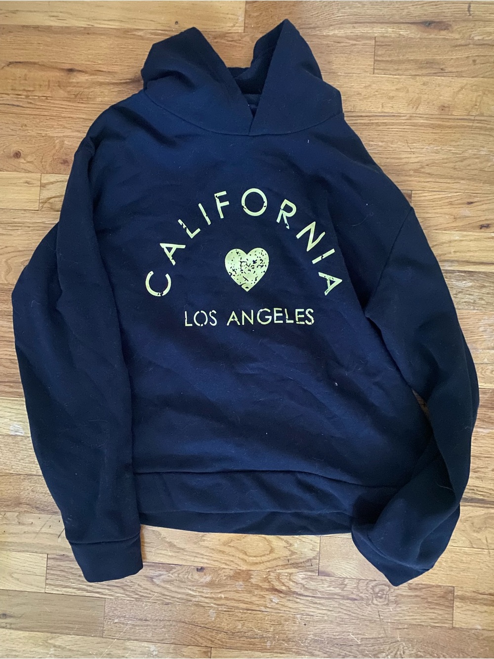 Port and Company Black Hoodie Sweatshirt with Yellow California Graphic